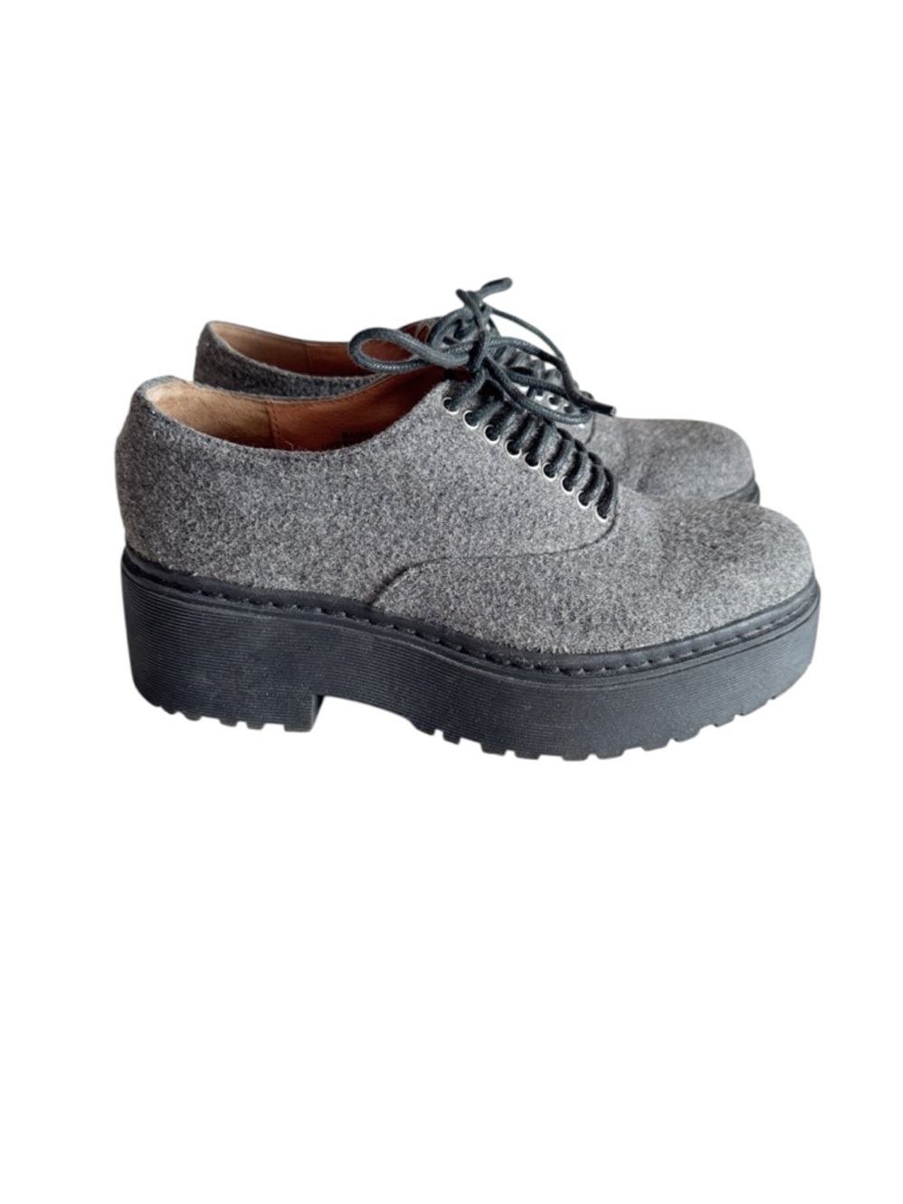 Jeffrey Campbell Baird Gray Platform Lug Sole Punk Oxford Lace-up Shoes size 7